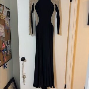 Elegant Black and Gold Long Sleeve Dress